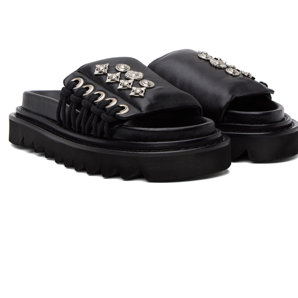 TOGA PULLA LEATHER BLACK LACE UP SANDALS